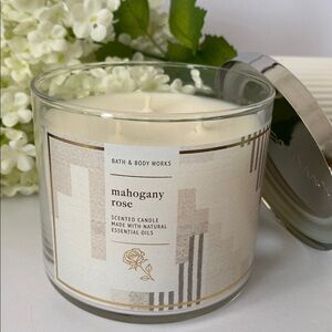Bath & Body Works “Mahogany Rose” NEW 3 Wick Candle